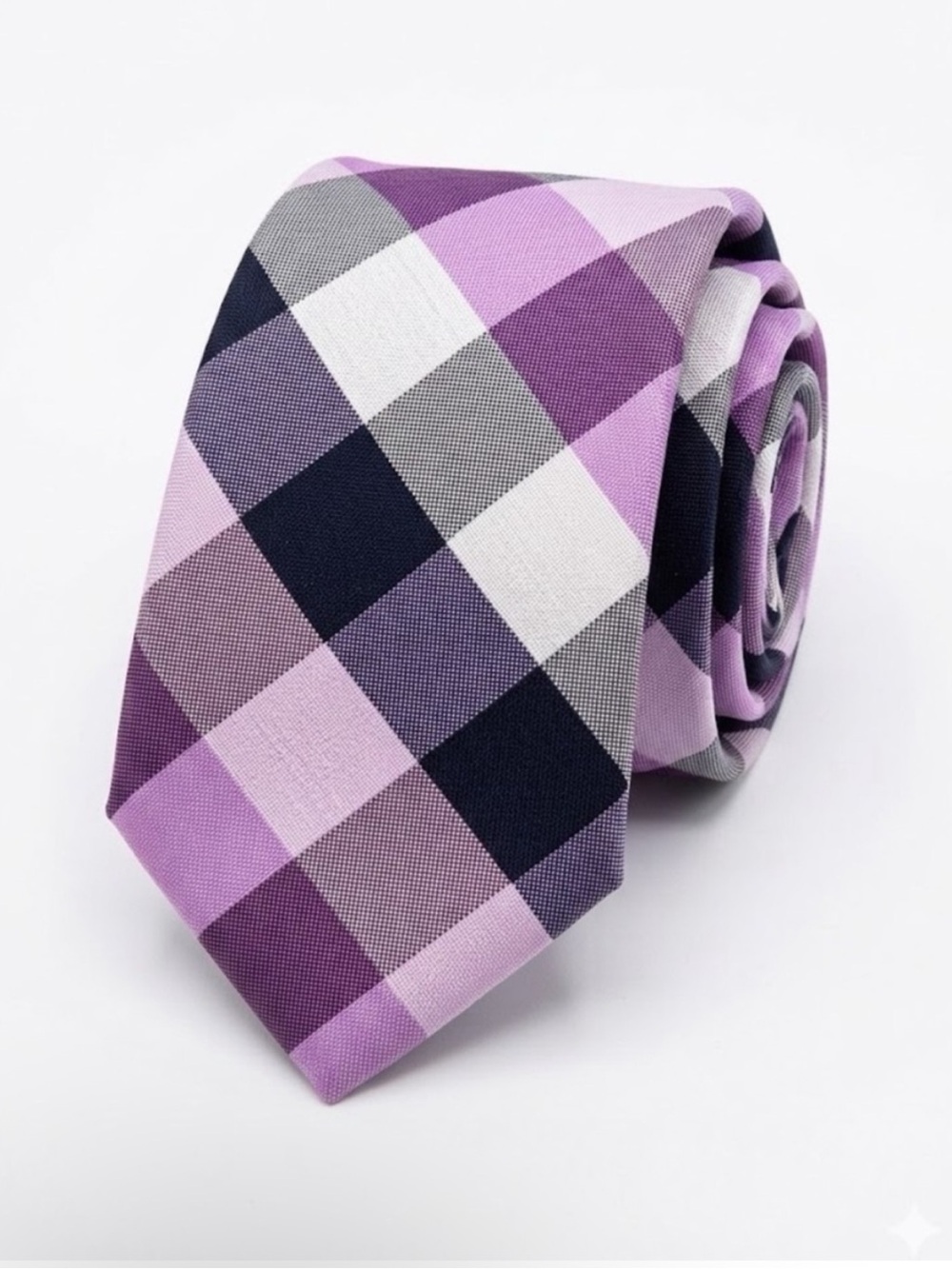 IZOD Men's Pink Navy Gingham Plaid Check Silk Feel Neck Tie